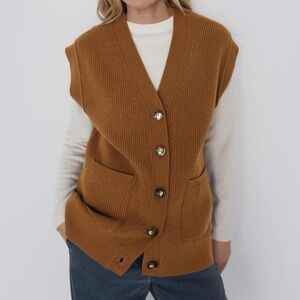 Zara Women's Brown Oversized Sweater Vest Size S